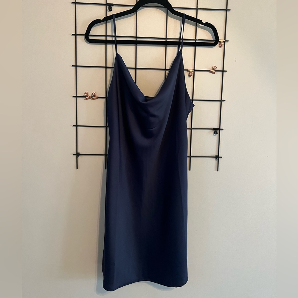 Urban Outfitters Deep Blue Silk Mini Dress